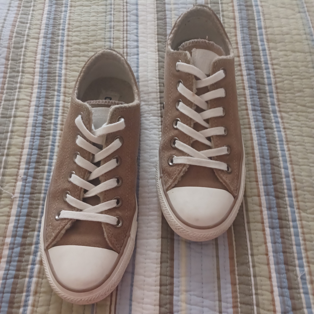 Converse Tan Suede Sneakers with Cream Accents